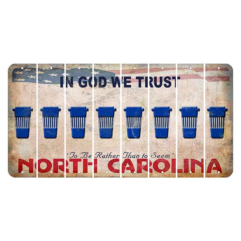 North Carolina In God We Trust Cut License Plate Strips (Set of 8) Latte