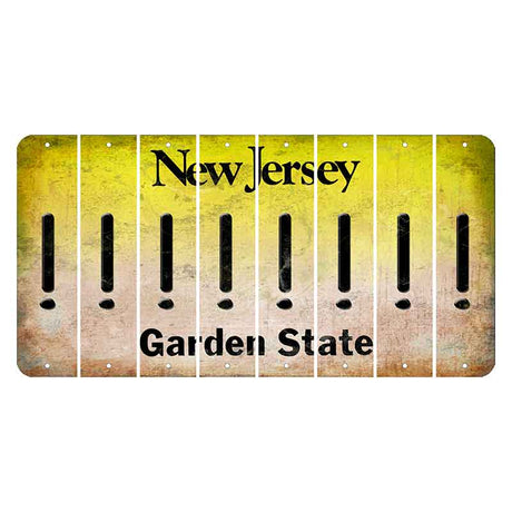 New Jersey Yellow Garden State Cut License Plate Strips (Set of 8) Exclamation Point
