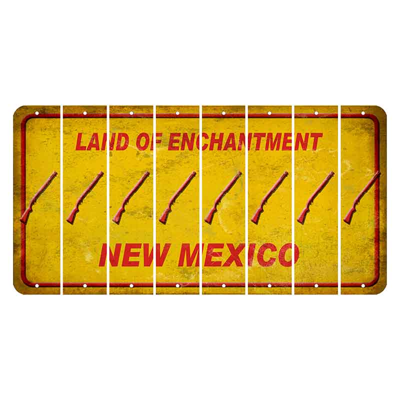 New Mexico Yellow Land of Enchantment Cut License Plate Strips (Set of 8) Shotgun