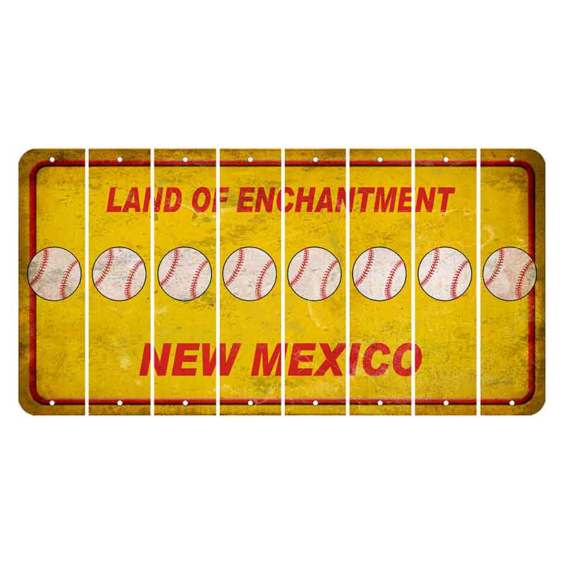 New Mexico Yellow Land of Enchantment Cut License Plate Strips (Set of 8) Baseball