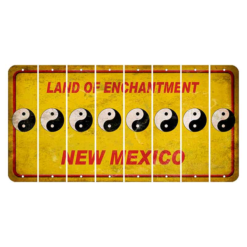 New Mexico Yellow Land of Enchantment Cut License Plate Strips (Set of 8) Yin Yang