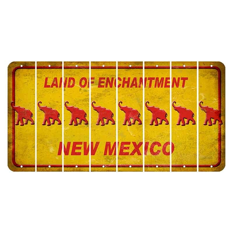 New Mexico Yellow Land of Enchantment Cut License Plate Strips (Set of 8) Elephant