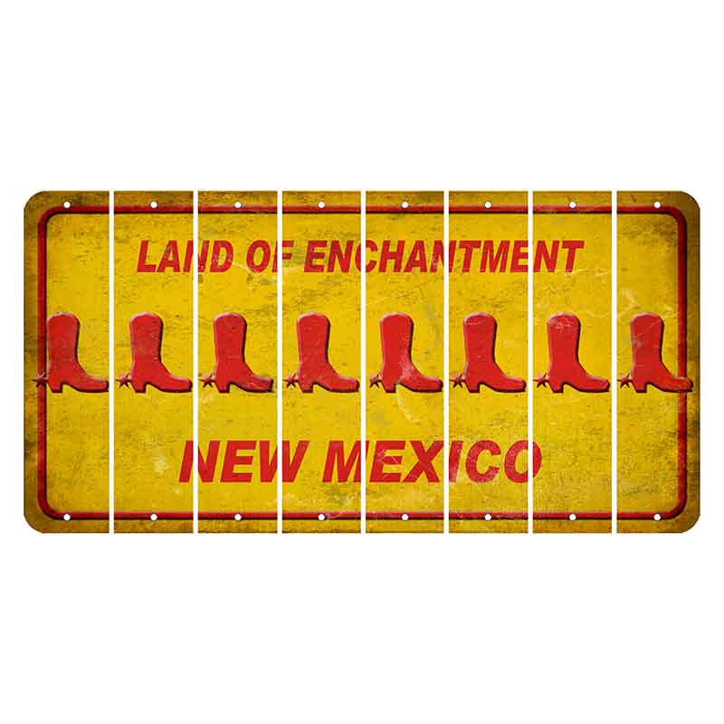 New Mexico Yellow Land of Enchantment Cut License Plate Strips (Set of 8) Cowboy Boot