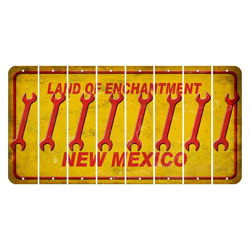 New Mexico Yellow Land of Enchantment Cut License Plate Strips (Set of 8) Wrench
