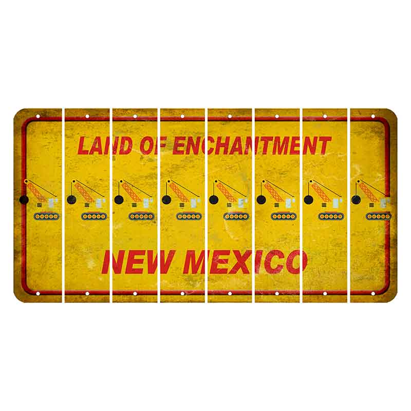 New Mexico Yellow Land of Enchantment Cut License Plate Strips (Set of 8) Wrecking Ball Crane