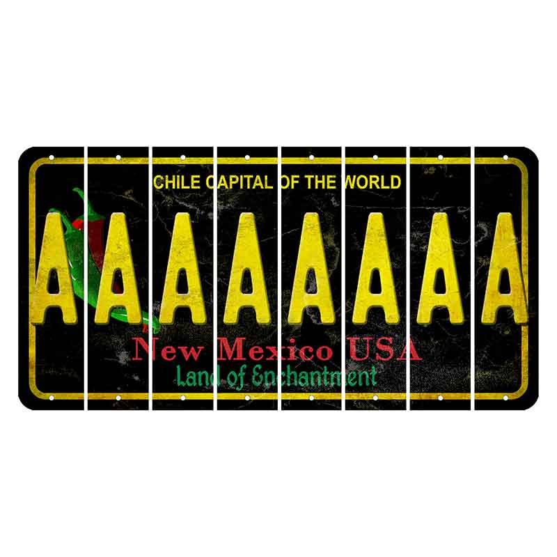 New Mexico Black Chile Cut License Plate Strips (Set of 8) A
