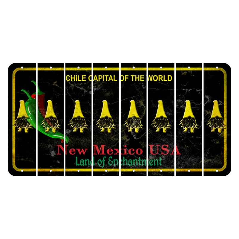 New Mexico Black Chile Cut License Plate Strips (Set of 8) Gnome
