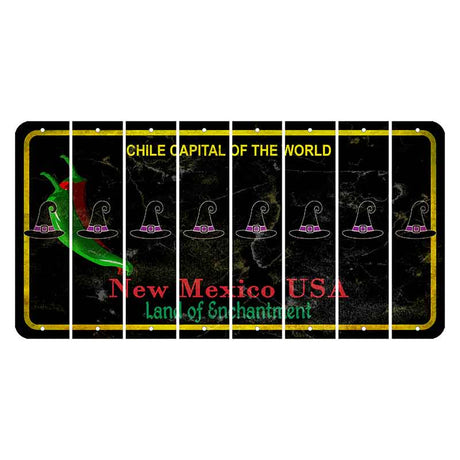 New Mexico Black Chile Cut License Plate Strips (Set of 8) Witches Hat