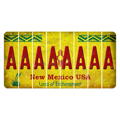 New Mexico USA Yellow Cut License Plate Strips (Set of 8) A
