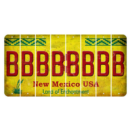 New Mexico USA Yellow Cut License Plate Strips (Set of 8) B