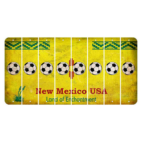New Mexico USA Yellow Cut License Plate Strips (Set of 8) Soccerball