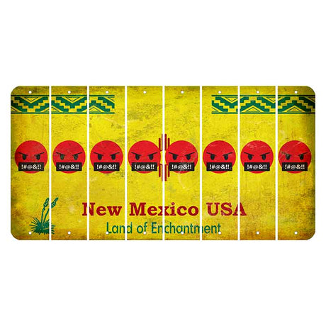 New Mexico USA Yellow Cut License Plate Strips (Set of 8) Emoji - Pissed