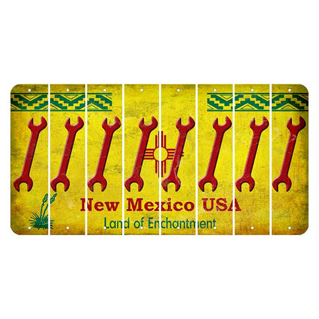 New Mexico USA Yellow Cut License Plate Strips (Set of 8) Wrench