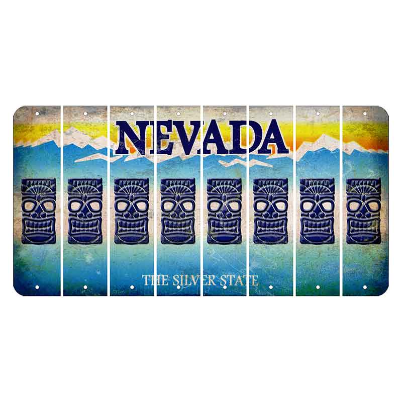Nevada Silver State Cut License Plate Strips (Set of 8) Tiki