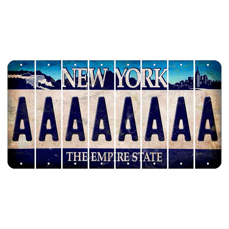 New York Blue The Empire State Cut License Plate Strips (Set of 8) A