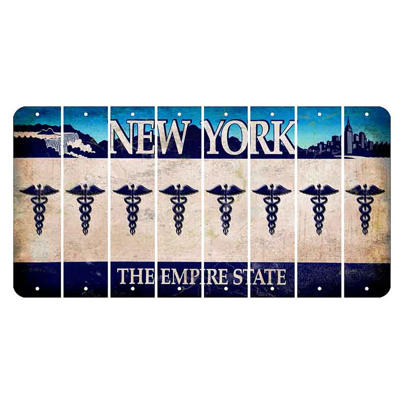 New York Blue The Empire State Cut License Plate Strips (Set of 8) Caduceus