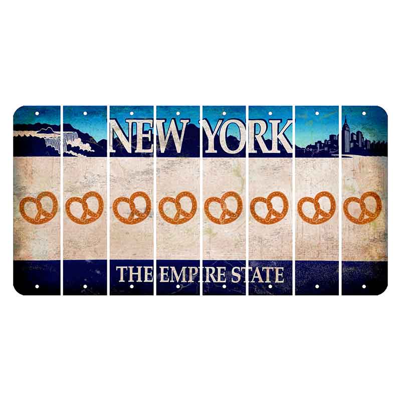 New York Blue The Empire State Cut License Plate Strips (Set of 8) Pretzel