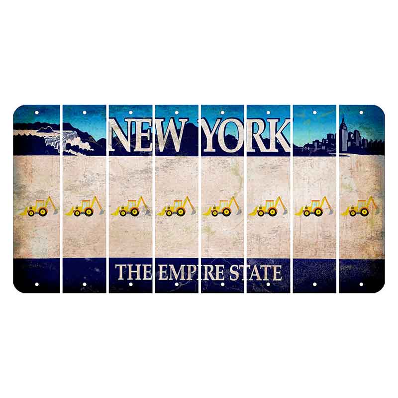 New York Blue The Empire State Cut License Plate Strips (Set of 8) Backhoe