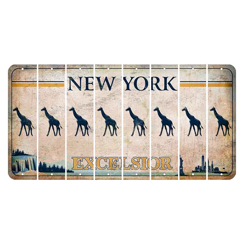 New York Excelsior Cut License Plate Strips (Set of 8) Giraffe