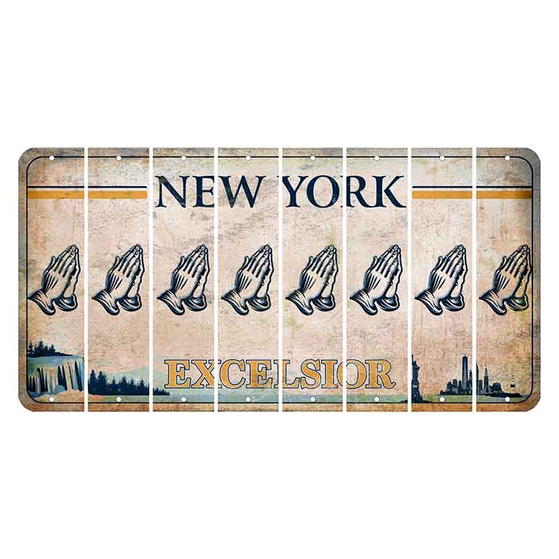 New York Excelsior Cut License Plate Strips (Set of 8) Praying Hands