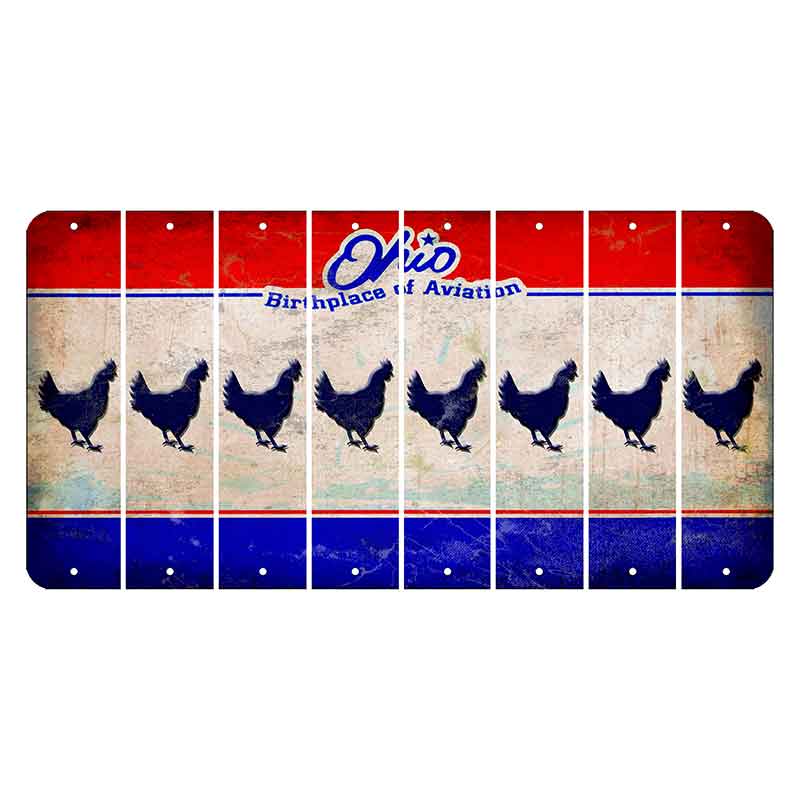 Ohio Sunburst Cut License Plate Strips (Set of 8) Chicken