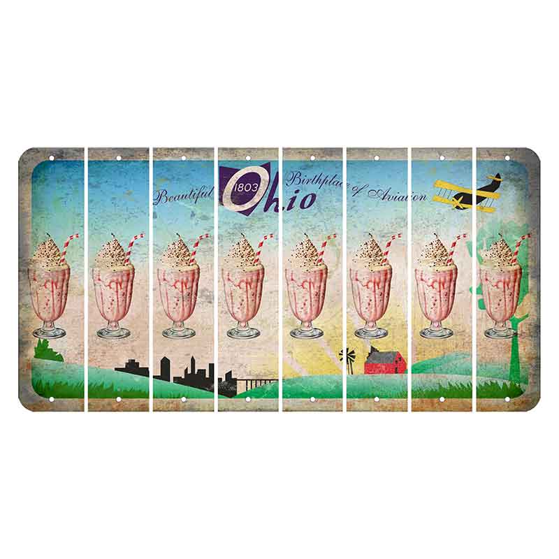 Beautiful Ohio Cut License Plate Strips (Set of 8) Milkshake