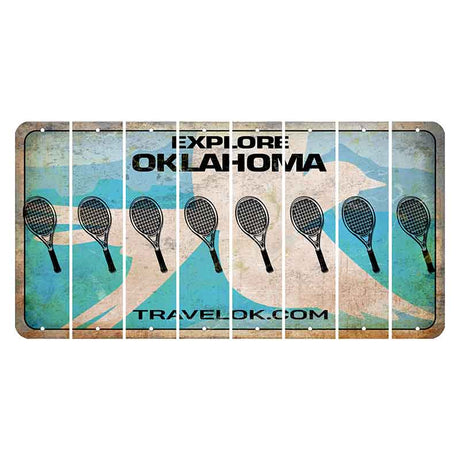 Oklahoma Scissor-Tailed Flycatcher Cut License Plate Strips (Set of 8) Tennis Racket