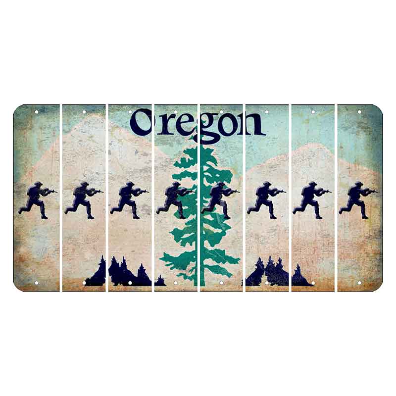 Oregon Douglas Fir Cut License Plate Strips (Set of 8) Soldier - Running