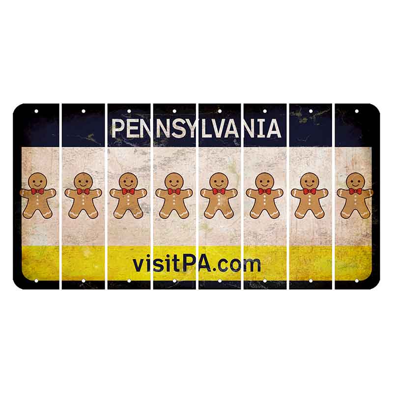 Pennsylvania vistiPA Cut License Plate Strips (Set of 8) Gingerbread Man