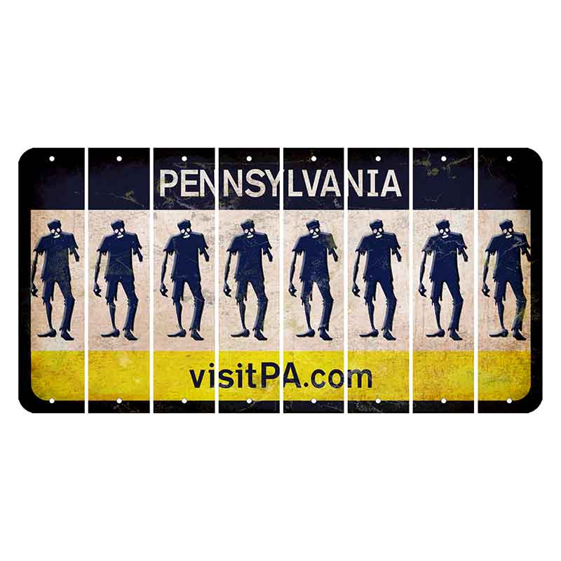 Pennsylvania vistiPA Cut License Plate Strips (Set of 8) Zombie