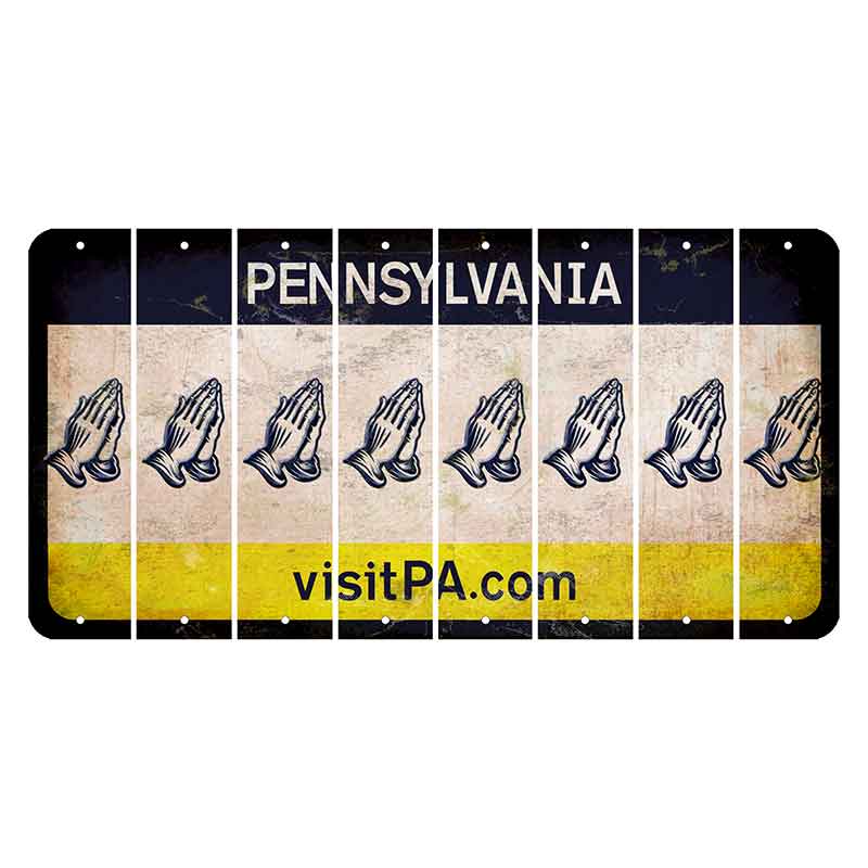Pennsylvania vistiPA Cut License Plate Strips (Set of 8) Praying Hands