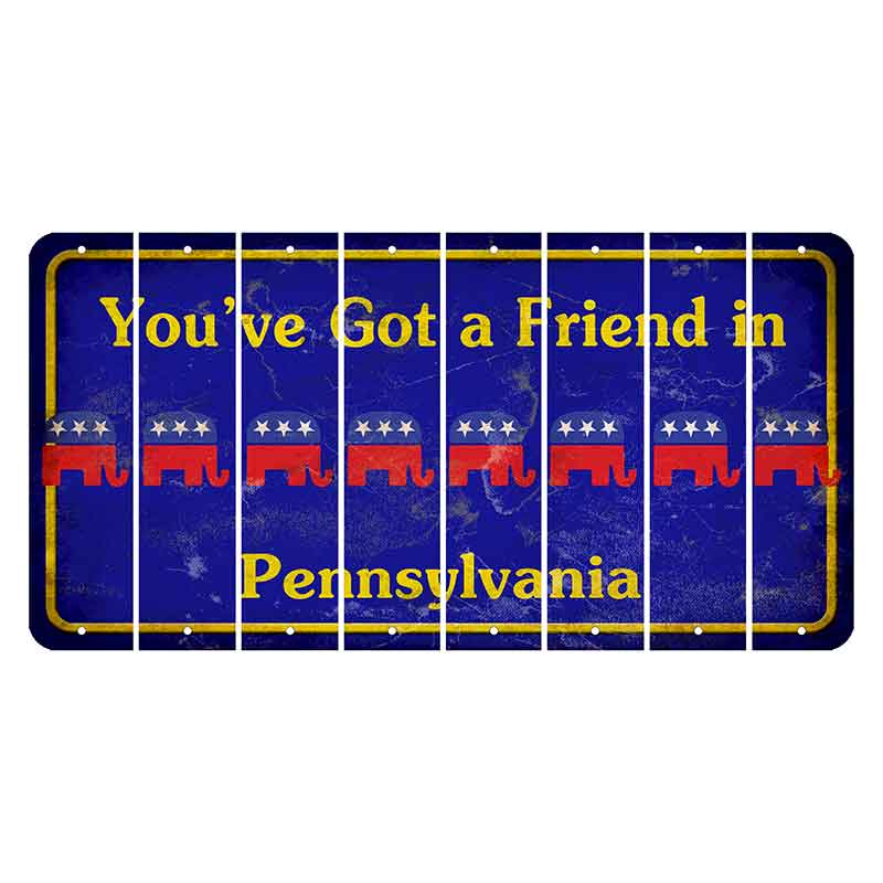 Pennsylvania Youve Got a Friend Cut License Plate Strips (Set of 8) Republican