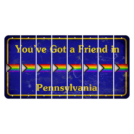 Pennsylvania Youve Got a Friend Cut License Plate Strips (Set of 8) LGBTQ Flag