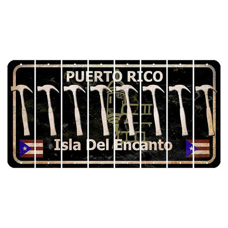 Puerto Rico Black Isla Del Encanto Cut License Plate Strips (Set of 8) Hammer