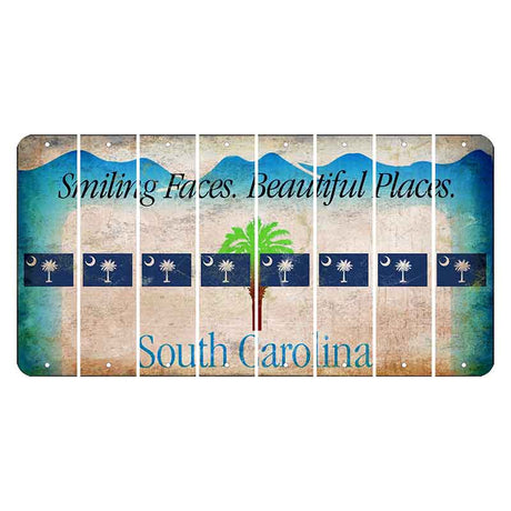South Carolina Smiling Faces Cut License Plate Strips (Set of 8) State Flag