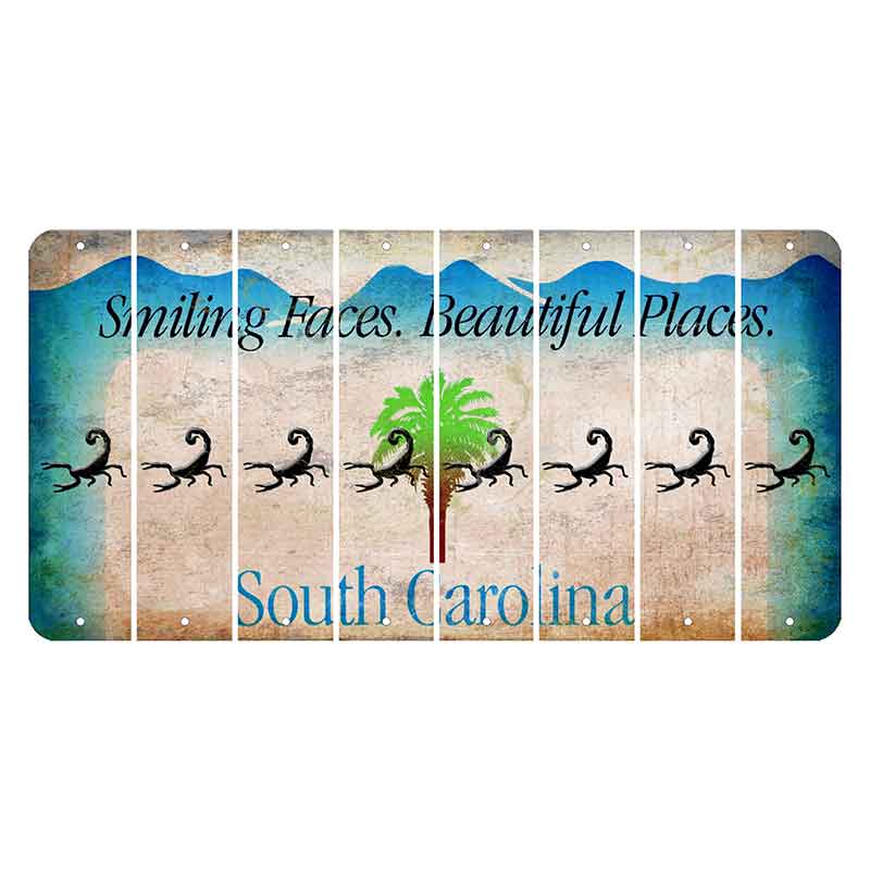 South Carolina Smiling Faces Cut License Plate Strips (Set of 8) Scorpion