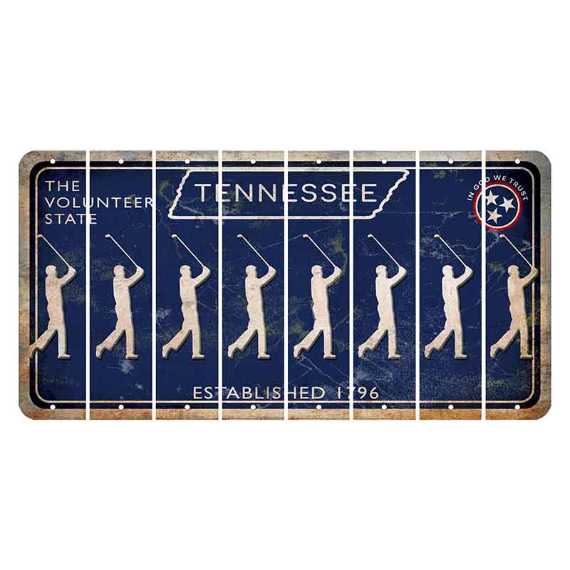 Tennessee Blue Cut License Plate Strips (Set of 8) Male Golfer
