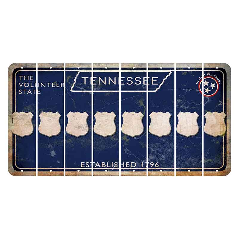 Tennessee Blue Cut License Plate Strips (Set of 8) Police Badge