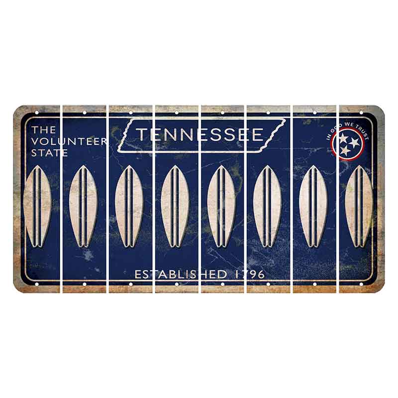 Tennessee Blue Cut License Plate Strips (Set of 8) Surfboard