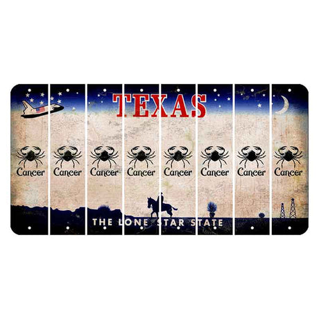 Texas Space Shuttle Cut License Plate Strips (Set of 8) Zodiac Sign - Cancer