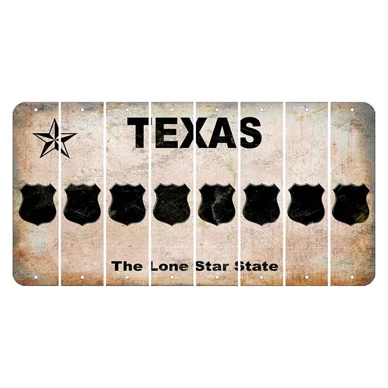 Texas Classic Cut License Plate Strips (Set of 8) Police Badge