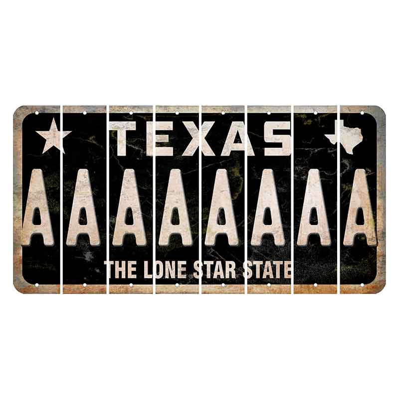 Texas Black The Lone Star State Cut License Plate Strips (Set of 8) A
