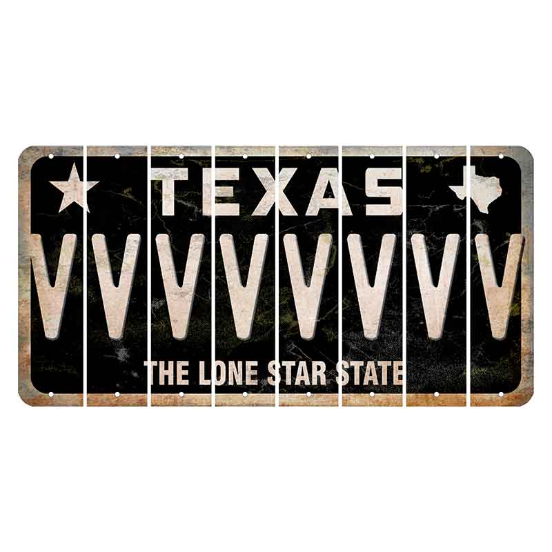 Texas Black The Lone Star State Cut License Plate Strips (Set of 8) V