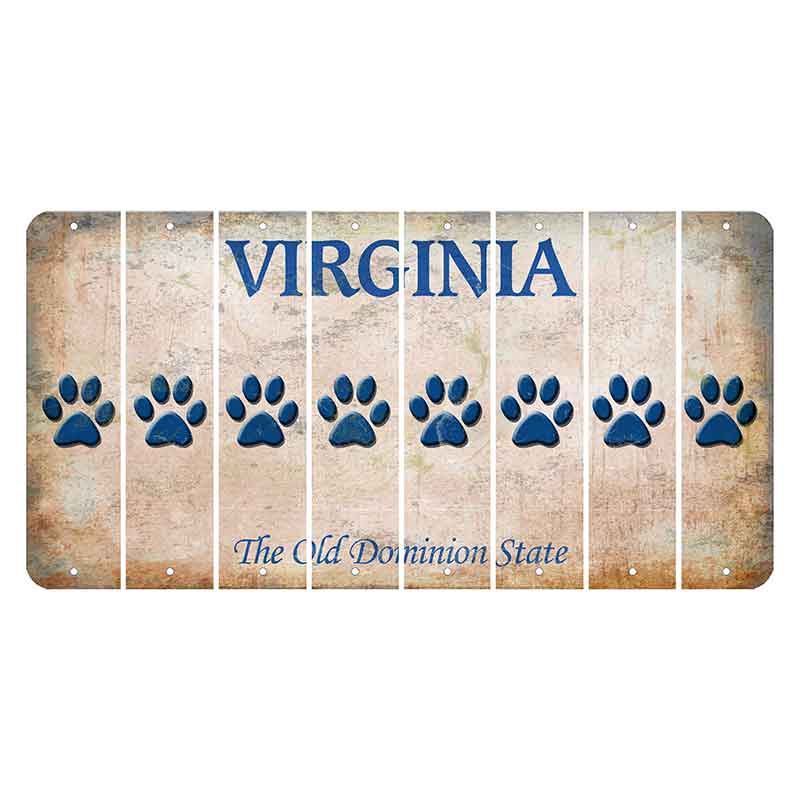 Virginia Cut License Plate Strips (Set of 8) Dog Paw