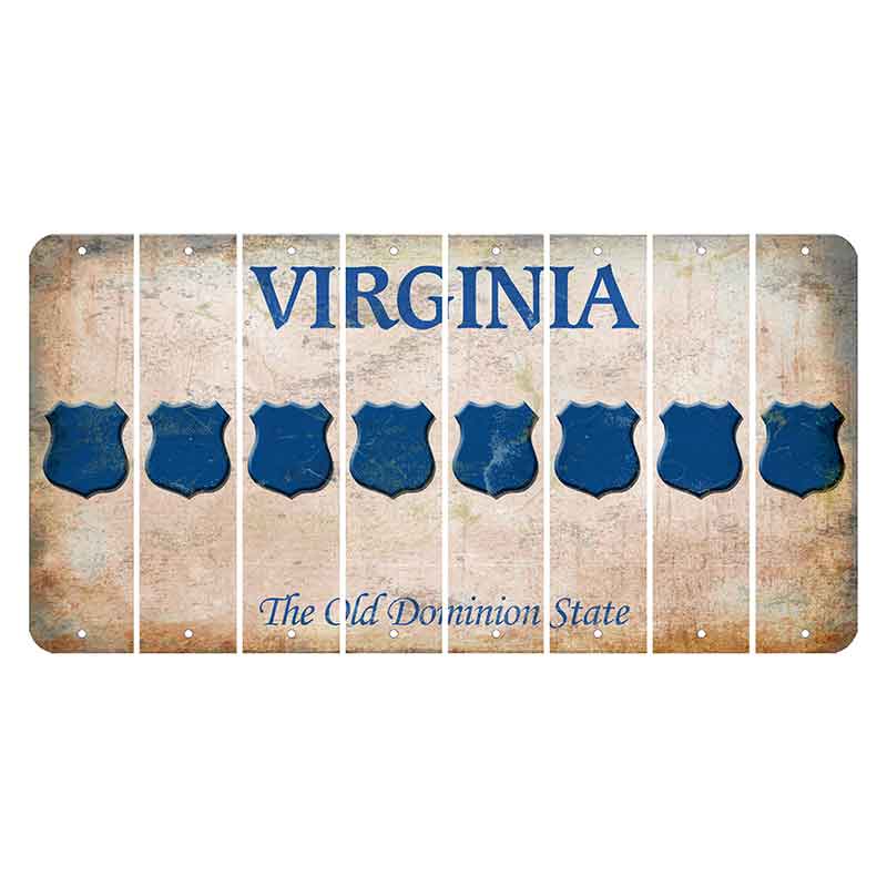 Virginia Cut License Plate Strips (Set of 8) Police Badge