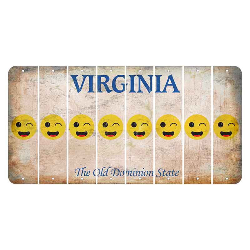 Virginia Cut License Plate Strips (Set of 8) Emoji - Winking