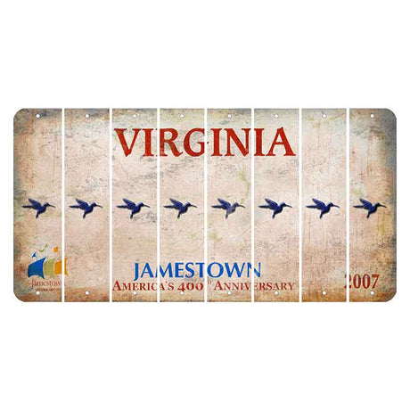 Virginia Jamestown Cut License Plate Strips (Set of 8) Hummingbird