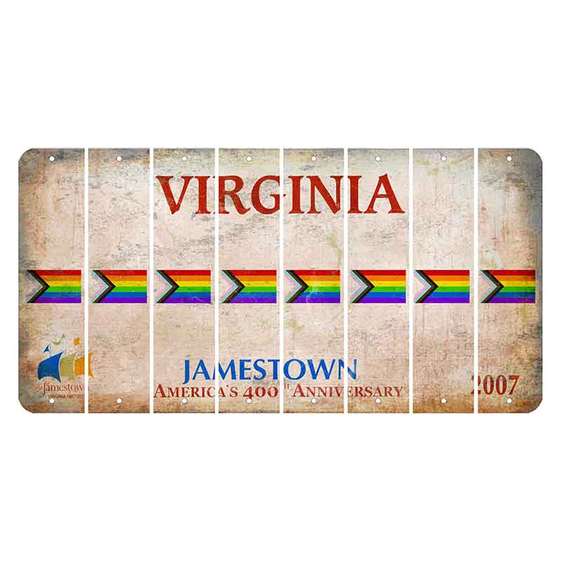 Virginia Jamestown Cut License Plate Strips (Set of 8) LGBTQ Flag