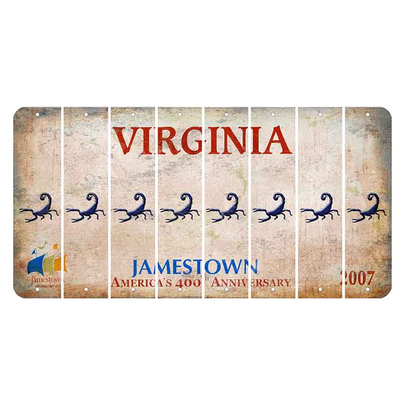 Virginia Jamestown Cut License Plate Strips (Set of 8) Scorpion