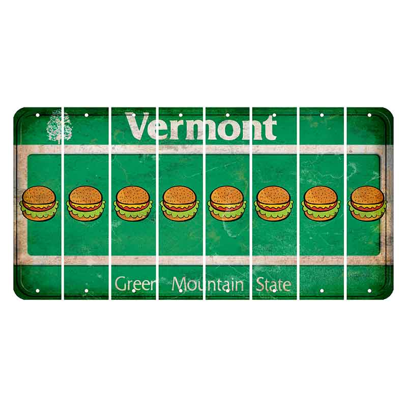 Vermont Green Mountain State Cut License Plate Strips (Set of 8) Hamburger